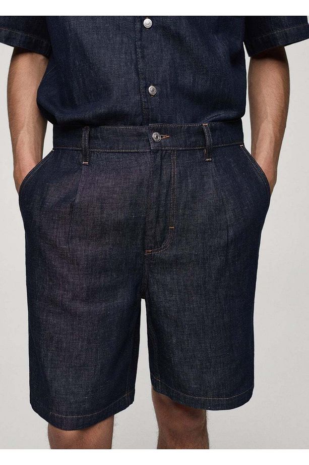 %100 pamuklu denim görünümlü bermuda şort - 8