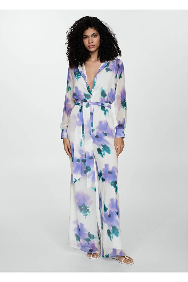 Kuşaklı, desenli tulum - 2