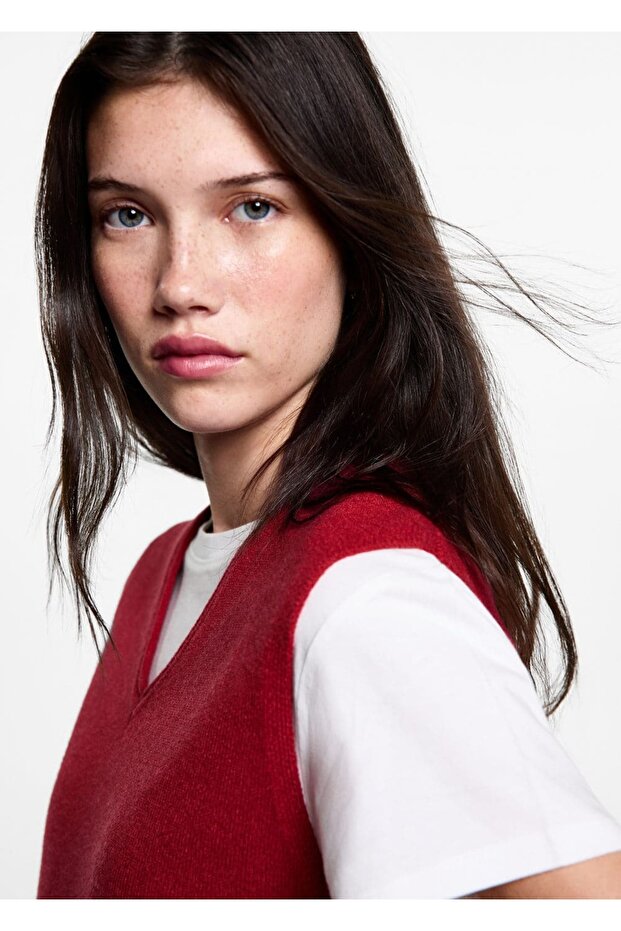 V yaka triko yelek - 5