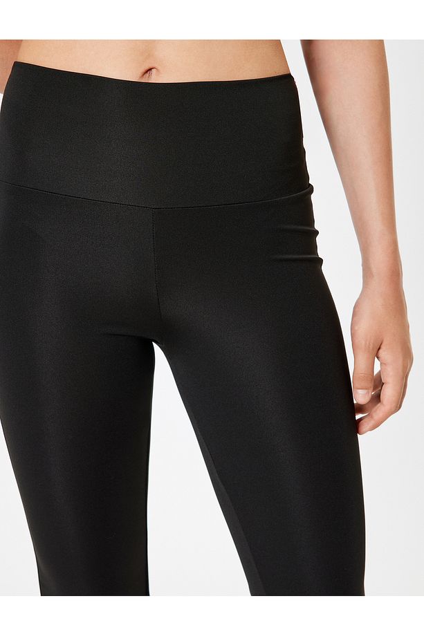 Yüksek Bel Slim Fit Ispanyol Paça Tayt Interlok - 5
