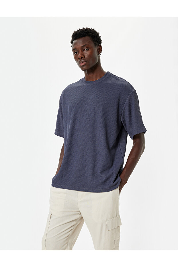 Oversize T-Shirt Short Sleeve Crew Neck Textured