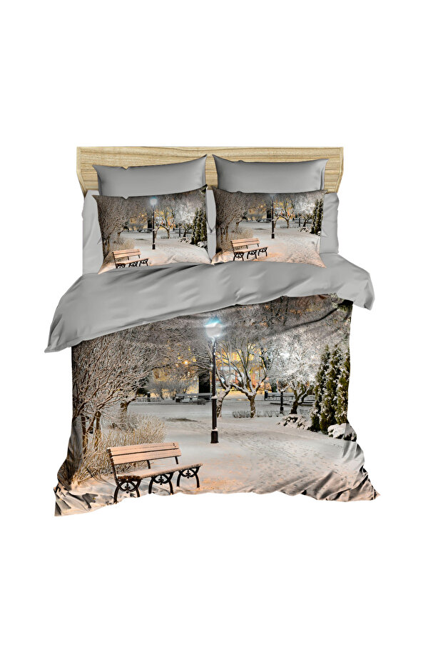 3D Double Duvet Cover Set with Winter and Snow View