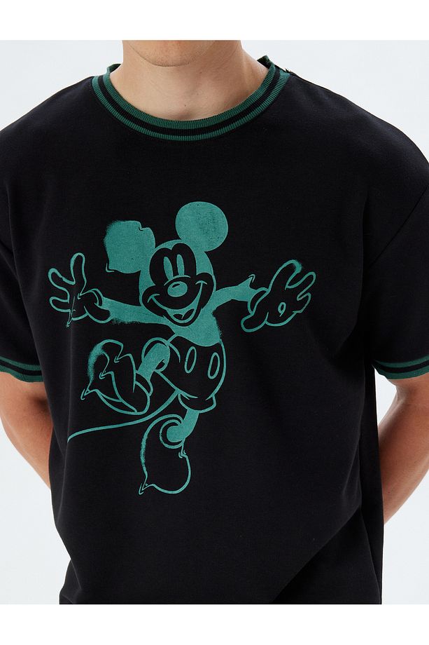 Mickey Mouse Tişört Lisanslı Oversize Bisiklet Yaka Kısa Kollu Pamuk Karışımlı - 5