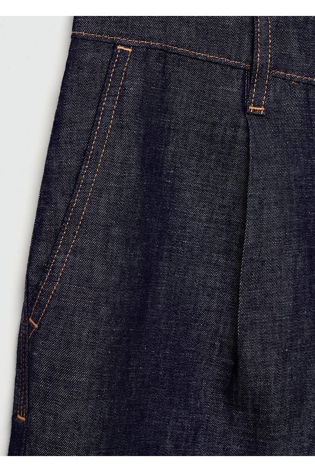 %100 pamuklu denim görünümlü bermuda şort - 5