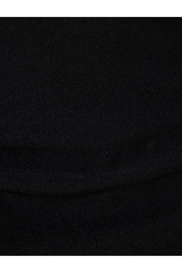 Krep Mini Şort Etek Yüksek Bel Slim Fit Yırtmaç Detaylı - 6