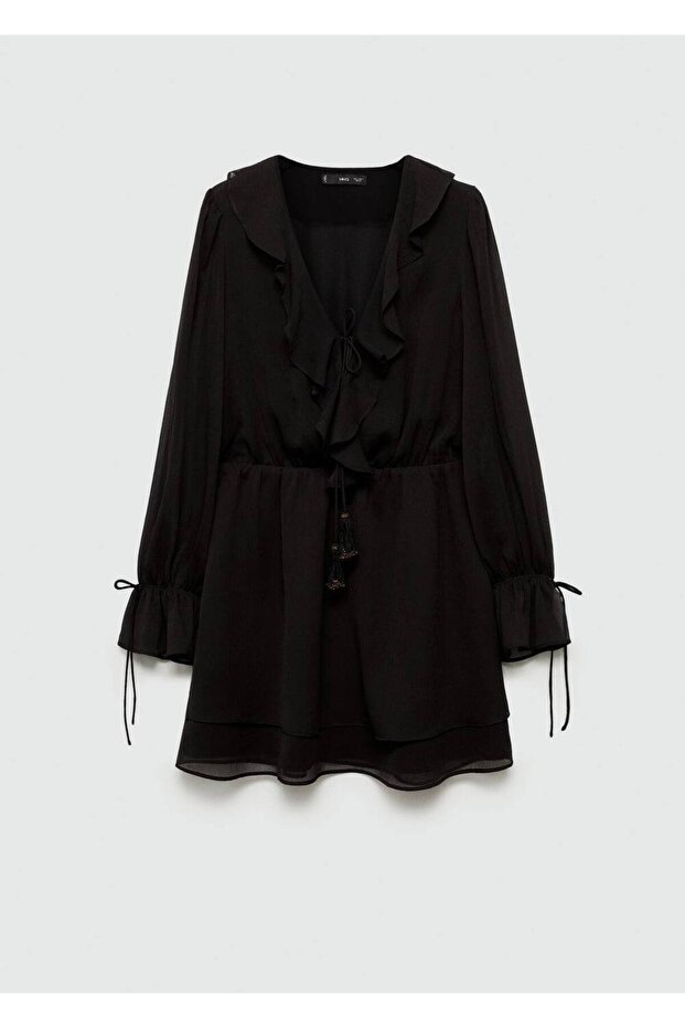 Fırfırlı kısa elbise - 3