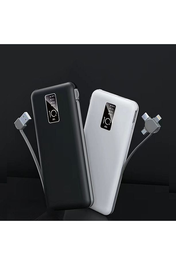 Beyaz PW-05 Hızlı Led Göstergeli Micro Lightning Type-C Kablolu Taşınabilir Powerbank 10000mAh Zore - 3