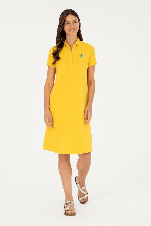 Women's Saffron Polo Neck Mini Length Knitted Dress 50280038-Vr043