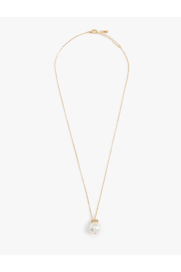 Çelik Kolye İnci Charm Detaylı - 1