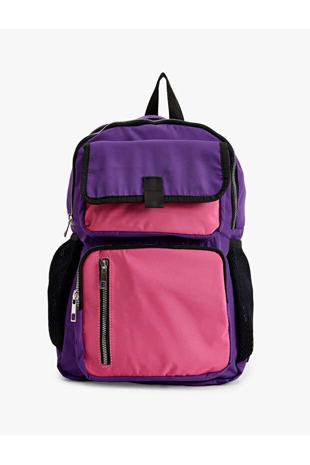 School Bag with Pocket Detail and Zipper Closure