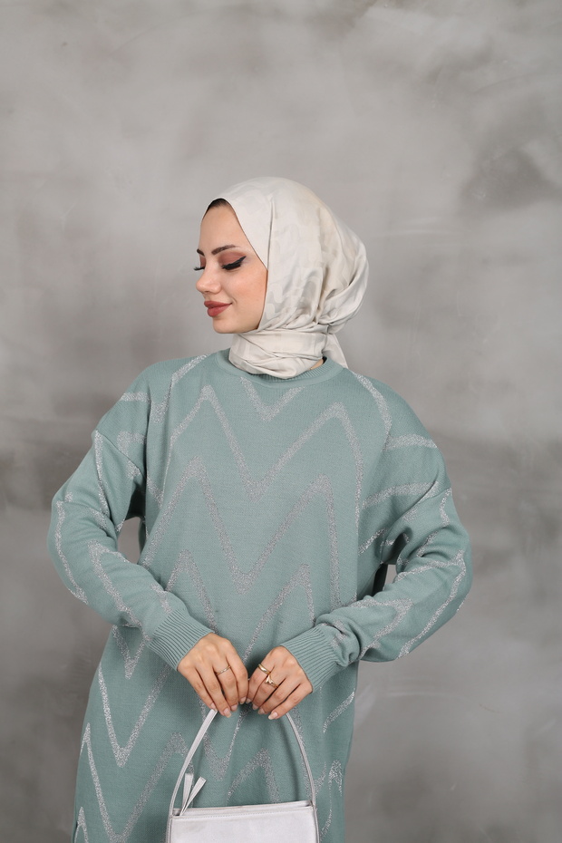 Simli Triko Tunik Pantolon Takım - 7