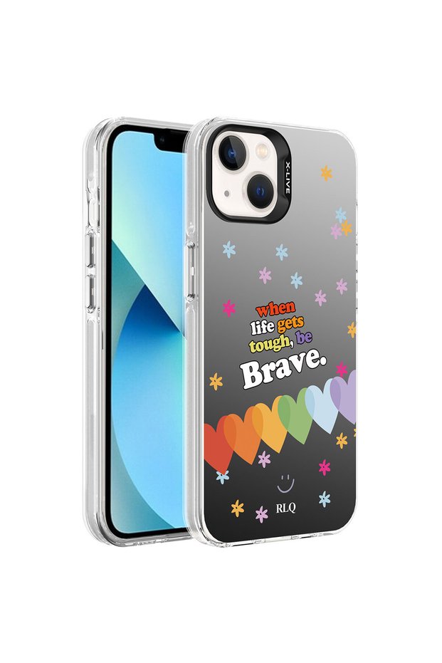 iPhone 13 Compatible Patterned Zore Silver Hard Case-Heart