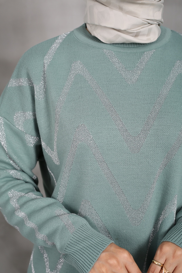 Simli Triko Tunik Pantolon Takım - 8