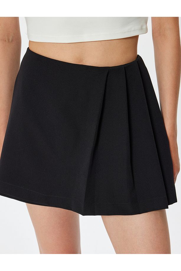 Pileli Mini Şort Etek Slim Fit - 5
