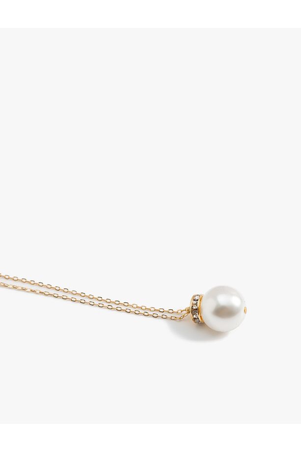 Çelik Kolye İnci Charm Detaylı - 3