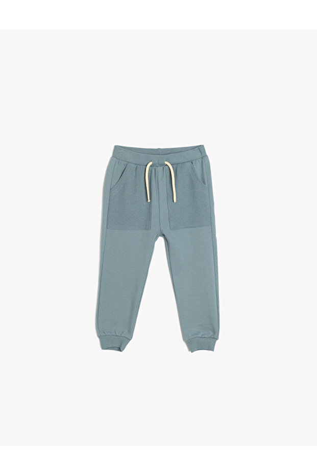 Jogger Sweatpants with Tie Waist, Shredded Cotton