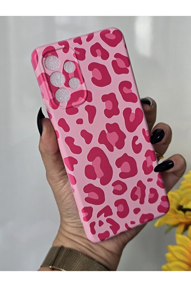 حافظة متوافقة مع هاتف سامسونج جالاكسي A13 مخملية من الداخل بطباعة الفهد - 4