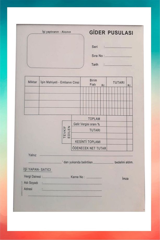 Gider Pusulası 2/50 (A5) Ölçüsü: 14x20 Cm, Otokopili 1 Asıl 1 Suret 2 Nüsha 1 Adet - 2
