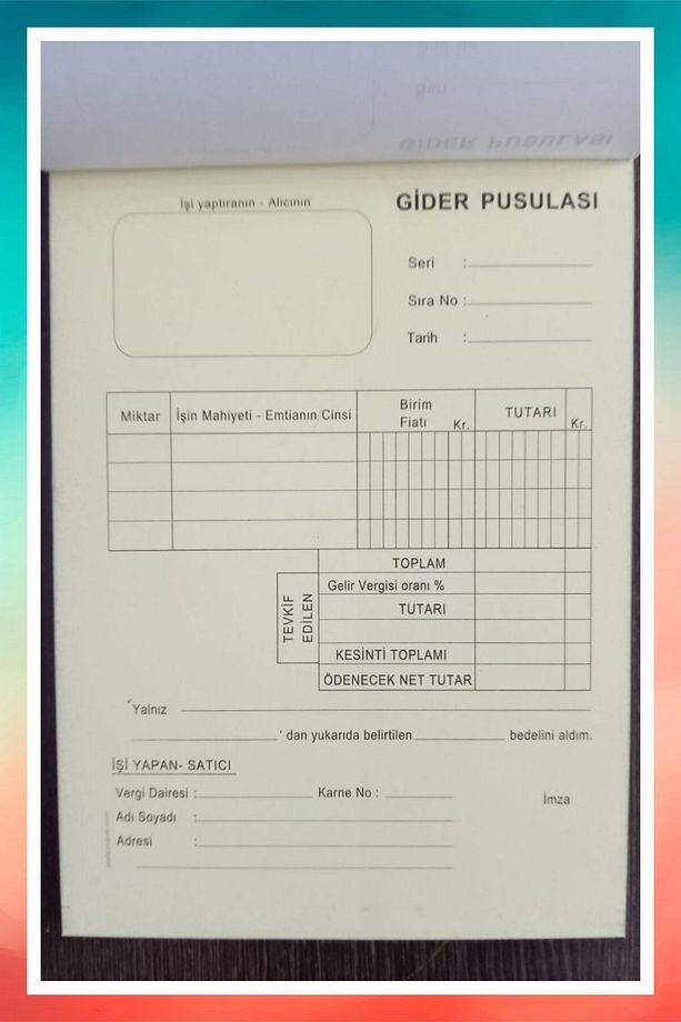 Gider Pusulası 2/50 (A5) Ölçüsü: 14x20 Cm, Otokopili 1 Asıl 1 Suret 2 Nüsha 1 Adet - 8