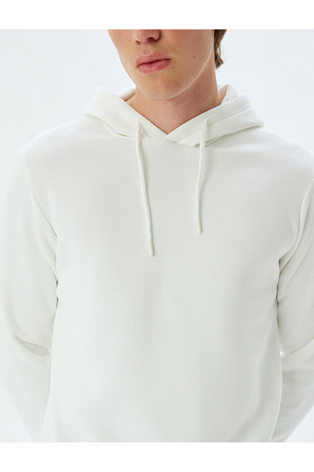 Şardonlu Pamuklu Basic Kapşonlu Sweatshirt - 5