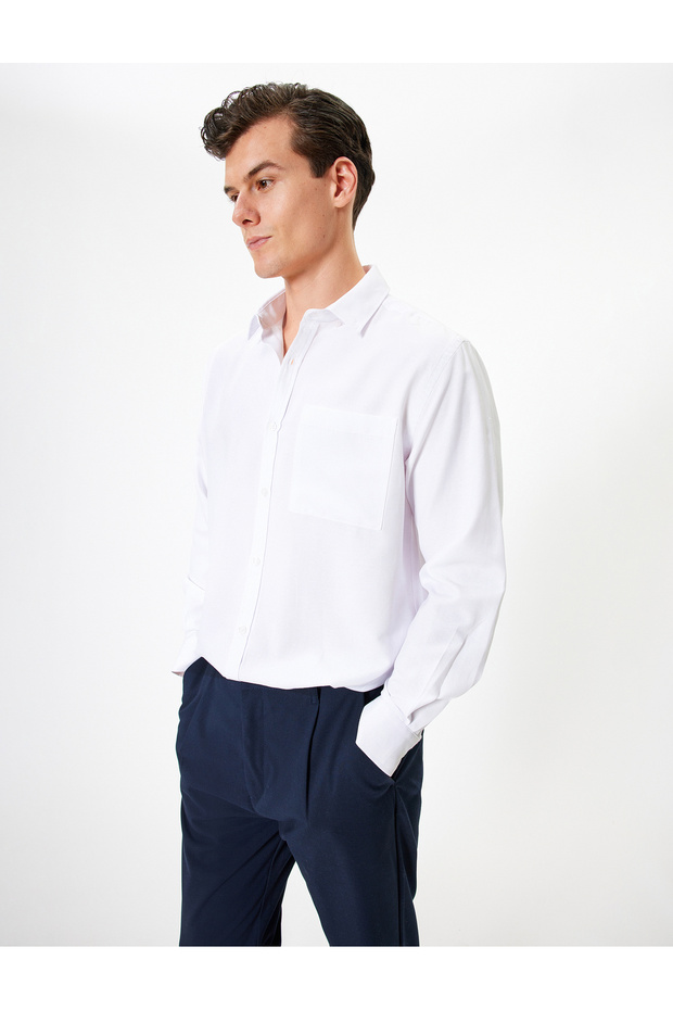 Oxford Shirt Long Sleeve Pocket Detail Cotton Blend Regular Fit