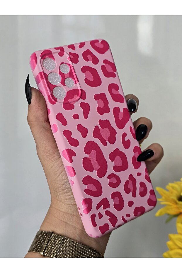 حافظة متوافقة مع هاتف سامسونج جالاكسي A13 مخملية من الداخل بطباعة الفهد - 5