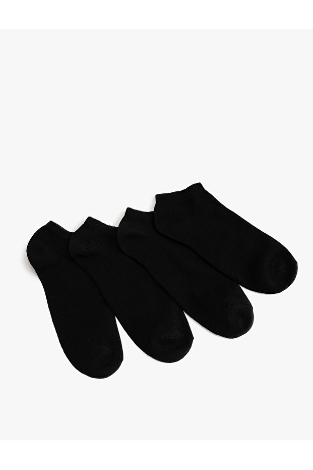 Basic Cotton Blended 4-Piece Booties Socks Set