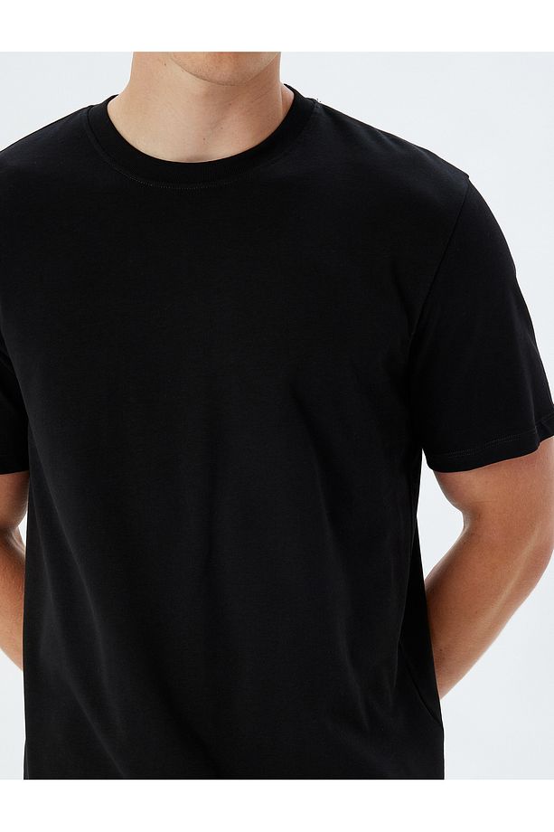 Bisiklet Yaka Kısa Kollu Pamuklu Basic Tişört - 5