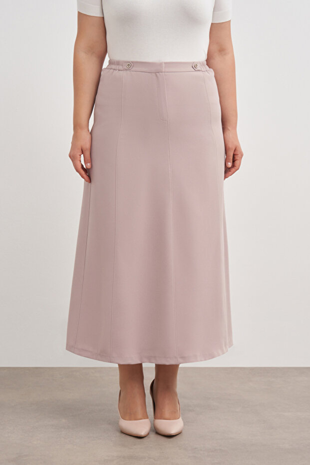 Düğmeli Düz Kalem Etek - 2