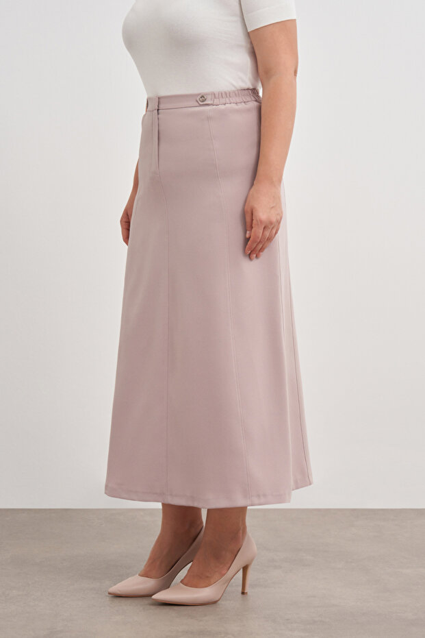 Düğmeli Düz Kalem Etek - 5