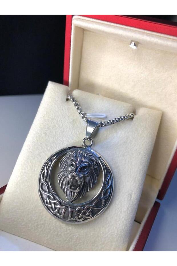 Lion Gothic Men's Steel Necklace • in Lighted Box • Pendant for Lover • Spouse • Father • Friend