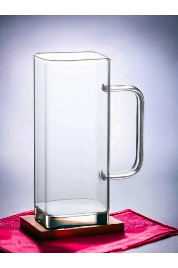 Yeni Stil  Kulplu Kare Cam  Kupa Nescafe, Latte, Kahve - 200 ml (2 Adet) - 1