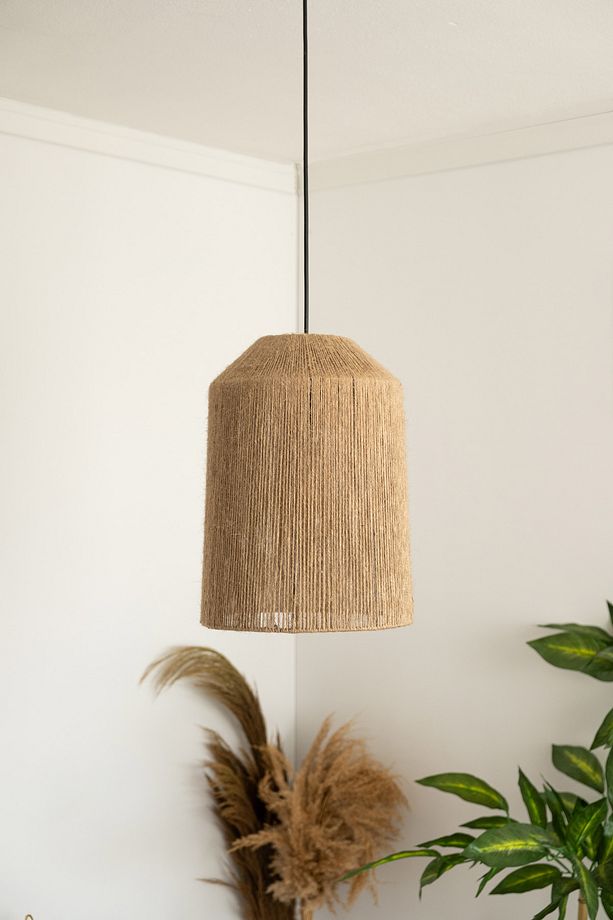 Bohem Avize Rustik Rattan Avize Hasır Avize Jüt Avize Doğal Silindir El İşçiliği Boho Chandelier - 1
