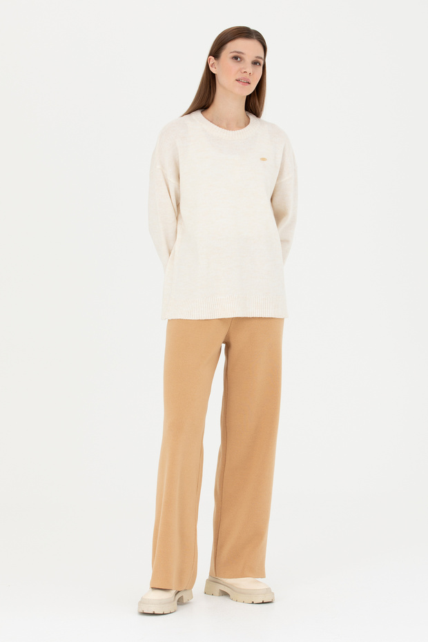 Women's Sand Melange Loose Fit Knitwear Trousers 50277305-Vr123