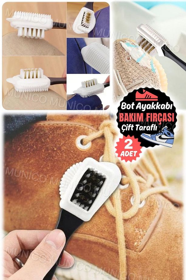 2 Adet Ayakkabı için 4 Taraflı Süet Fırça ve Silgi - Deri Çizme ve Çok Fonksiyonlu Nubuk - 2