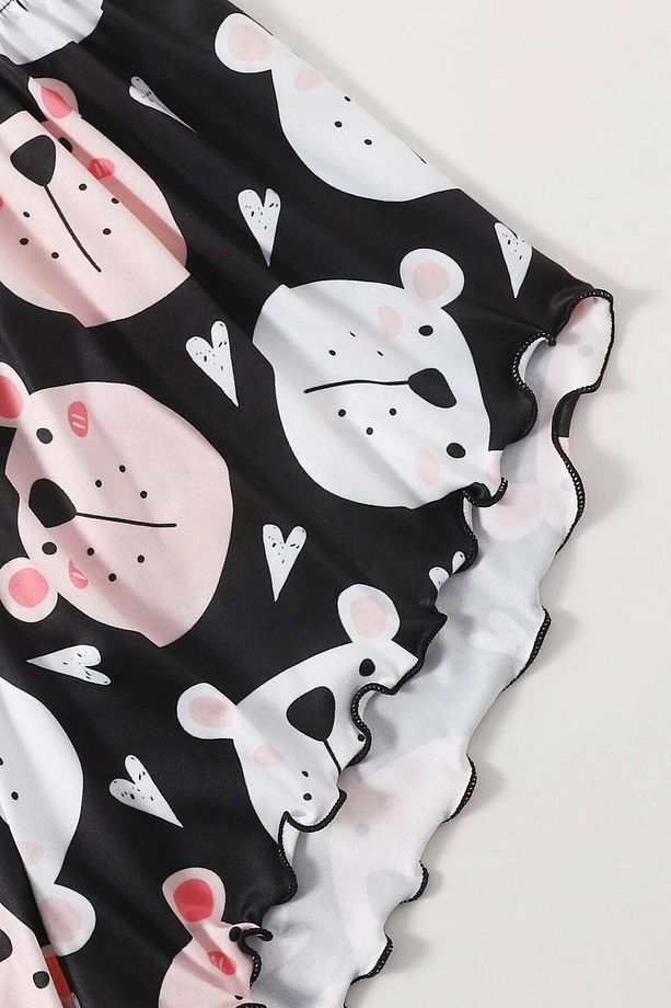 Uyuyan Ayıcık Basklı Ultrasoft Askılı Sortlu Pijama Takımı - 5