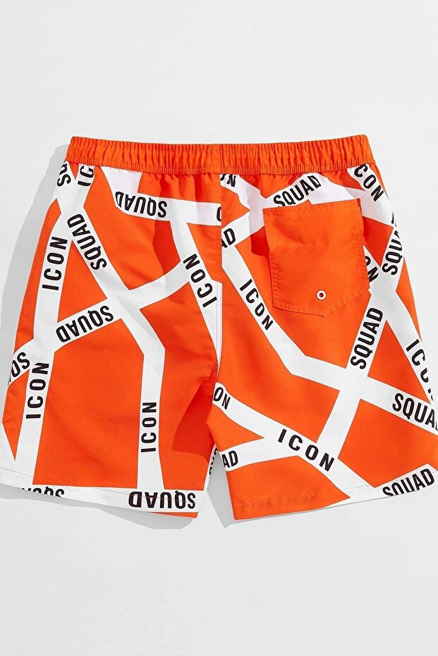 Erkek Basic Standart Boy Baskılı Mayo Cepli Deniz Şortu - 2