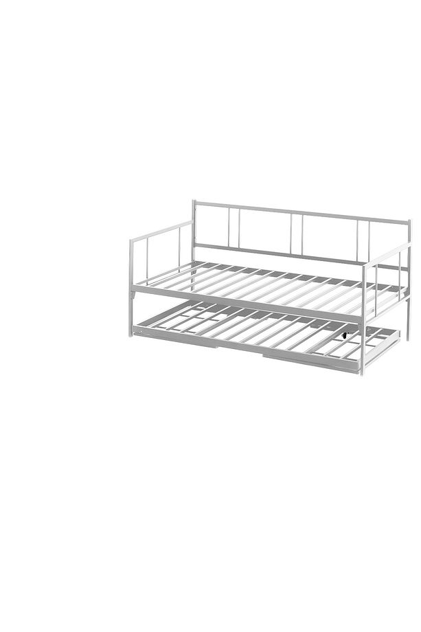 Veluna Yavrulu Daybed Tek-Çift Kişilik Sedir Metal Karyola Beyaz - 7