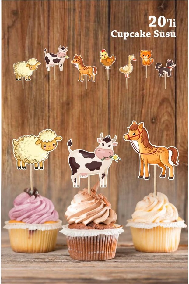 Farm Animals Cupcake Toothpick Decoration ** Thick Paper