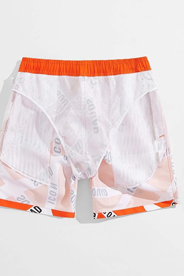 Erkek Basic Standart Boy Baskılı Mayo Cepli Deniz Şortu - 5