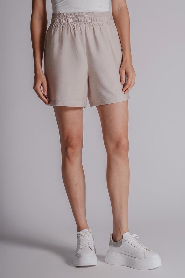 Kadın Beli Lastikli Jogger Şort Taş - 4