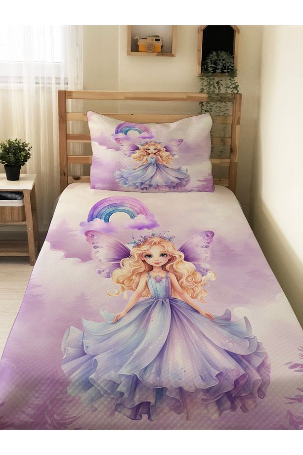 Prenses Desen  Bebek Ve Çocuk Baskılı Tek Kişilik Pike Takımı 160x230 - 1