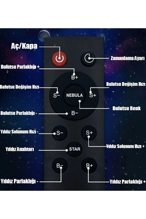 Astronot Projektör Led Işık Lazer Galaxy 360 Yıldız Projeksiyon Aurora Bulutsusu Çocuk Gece Lambası - 7