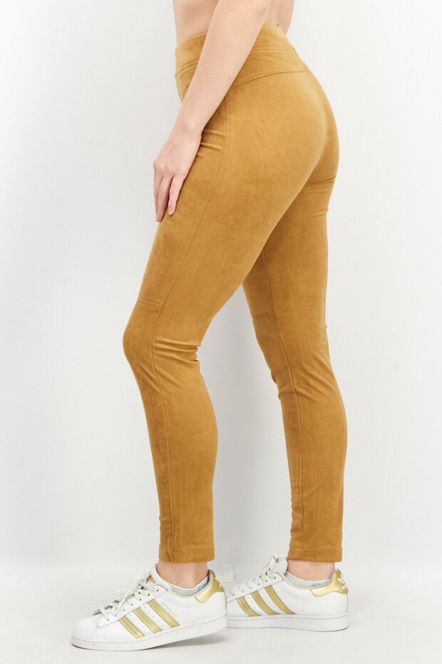 بنطلون نسائي سادة بقصّة عادية، بني - 3