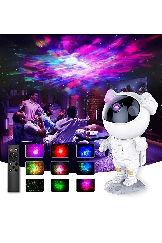 Astronot Projektör Led Işık Lazer Galaxy 360 Yıldız Projeksiyon Aurora Bulutsusu Çocuk Gece Lambası - 1