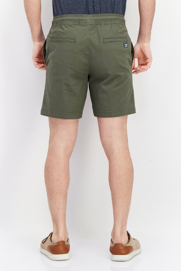 Men Drawstring Solid Basic Shorts, Sage Green - 2