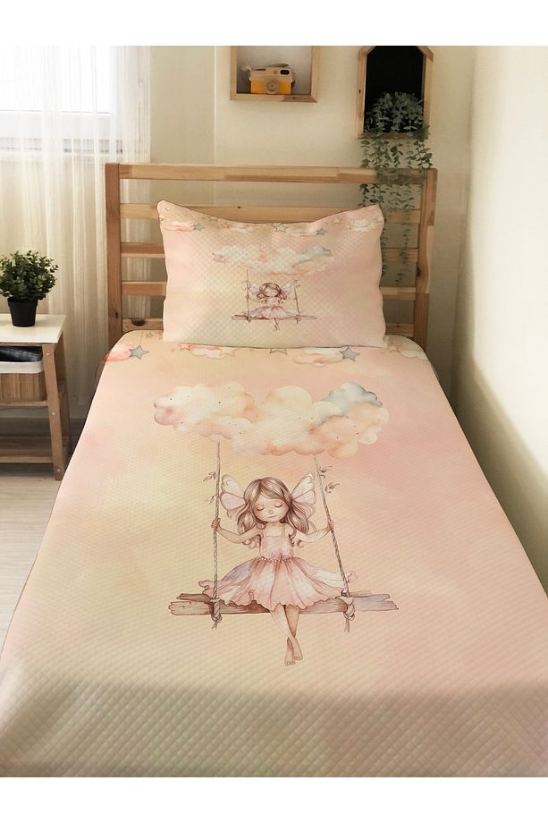 Sevimli Kız Desen  Bebek Ve Çocuk Baskılı Tek Kişilik Pike Takımı 160x230 - 1