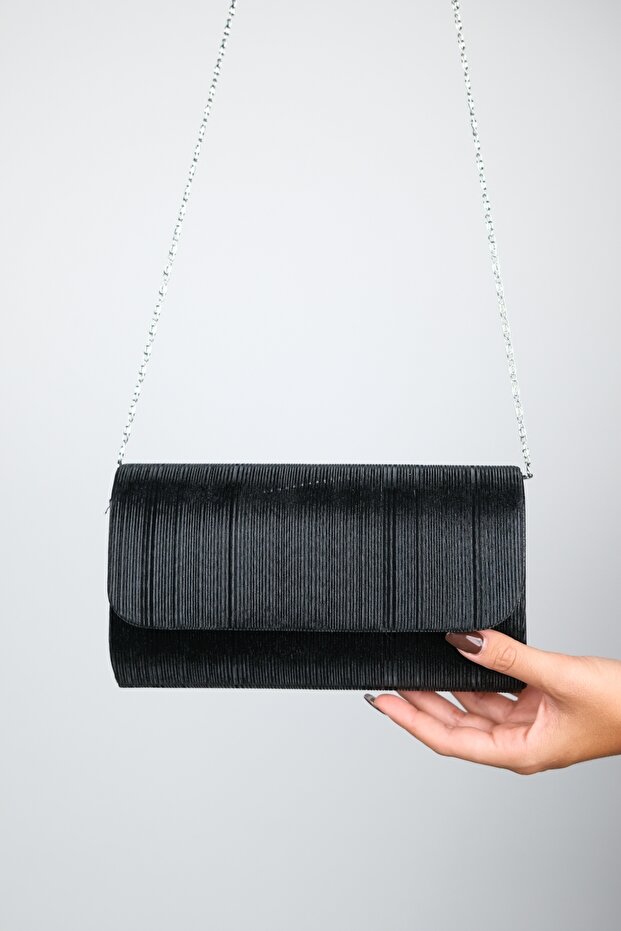 Ago Black Striped Women's Evening Dress Bag