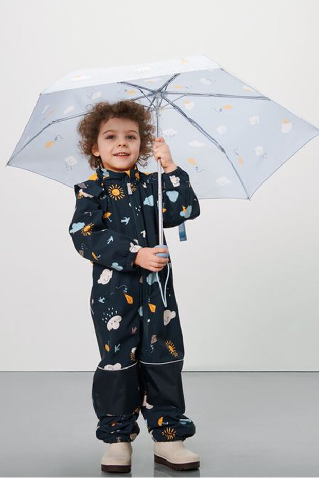 جاكيت سوفتشيل مطبوع بالكامل للأولاد الصغار، أزرق داكن - 1