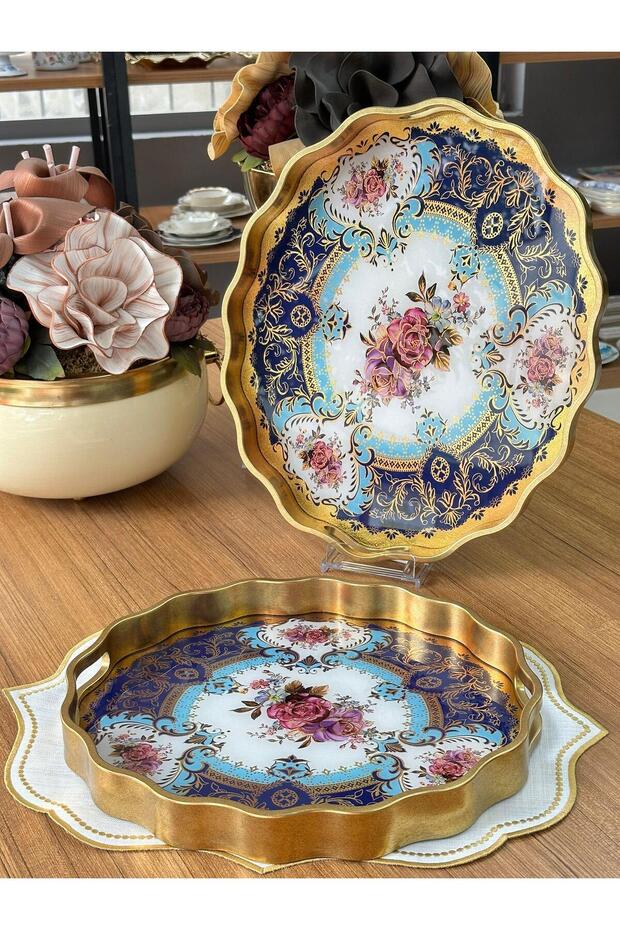 Afet-i Devran 2'li Oval Ahşap Tepsi - 1